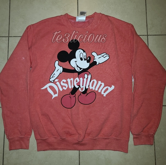 DISNEYLAND ORANGE CORAL RETRO MICKEY SWEATER - Picture 4 of 6
